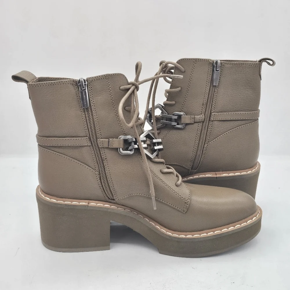 Vince Camuto Keltana Leather Combat Boots Brown Size 9 - Picture 7 of 11